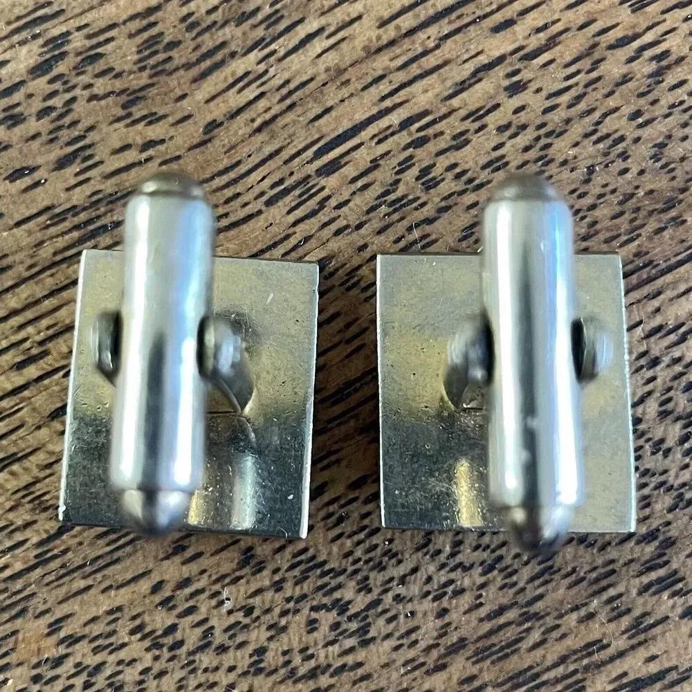 Men's Cuff Links Silver Tone Rhinestones Asymmetrical Square Vintage Retro Party
